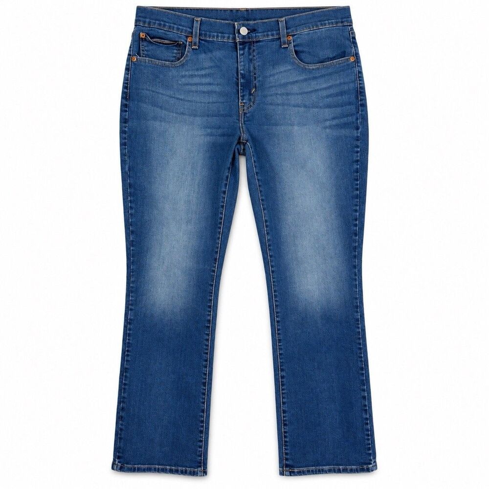 Levi’s 414 Classic Straight Jeans Women 14 W32 Blue Mid Rise Stretch Denim